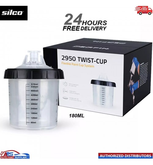 Silco 2950 Paint Cup System - Disposable Lids & Liners for Spray Gun, 180ml Kit